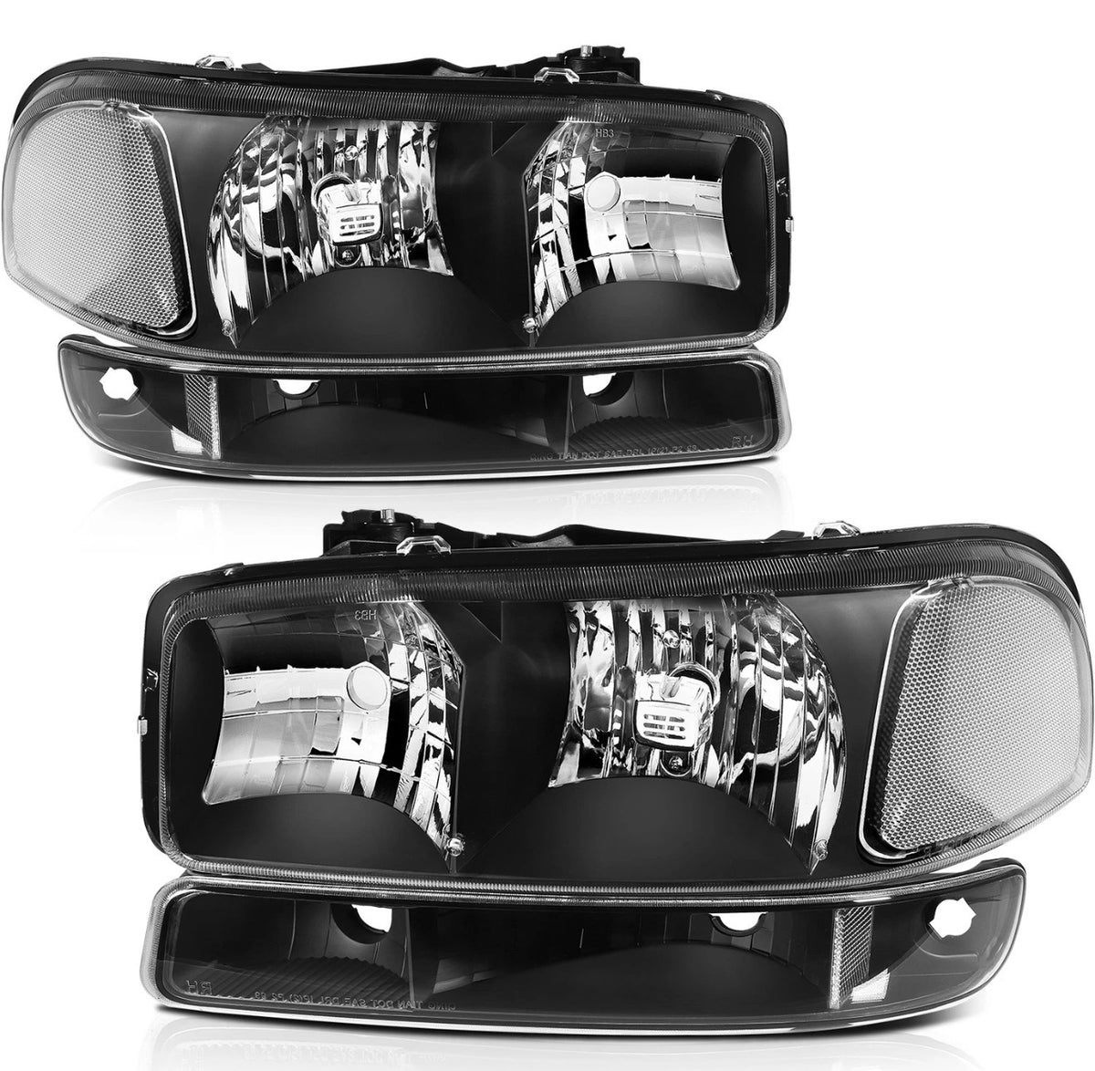 Black Housing Pair Fit For 1999-2007 GMC Sierra Headlights Assembly Bumper light (ADD MORE PICTURES FOR THE BACK)