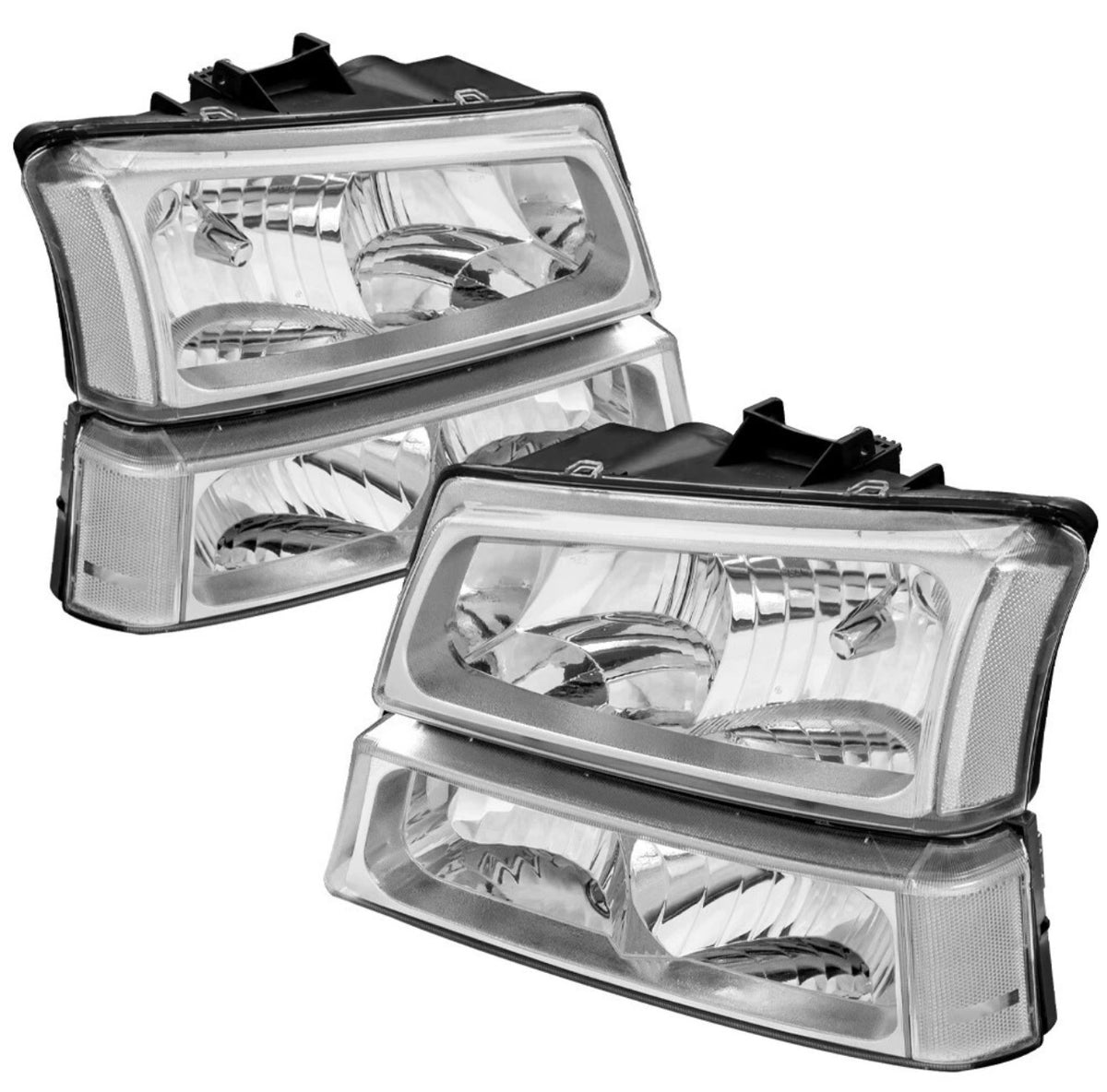 For 2003-2006 Chevrolet Silverado 1500 2500HD Chrome Headlights +Bumper Light