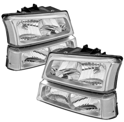 For 2003-2006 Chevrolet Silverado 1500 2500HD Chrome Headlights +Bumper Light