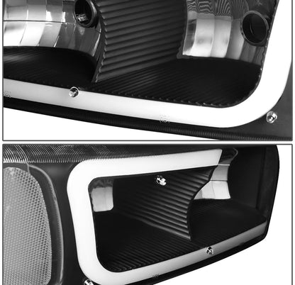Fit 00-06 GMC Yukon XL Sierra Denali LED DRL Headlight+Bumper Lamps Black/Clear