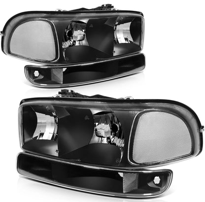 Black Housing Pair Fit For 1999-2007 GMC Sierra Headlights Assembly Bumper light (ADD MORE PICTURES FOR THE BACK)