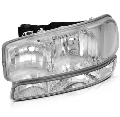 For 2005 2006-2007 GMC Sierra 1500 2500 3500 Yukon Chrome Headlight+Bumper Light