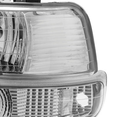 Clear lens+Chrome housing+Clear corner Fit For 1999-2002 Chevy Silverado 2000-2006 Tahoe Suburban 1500