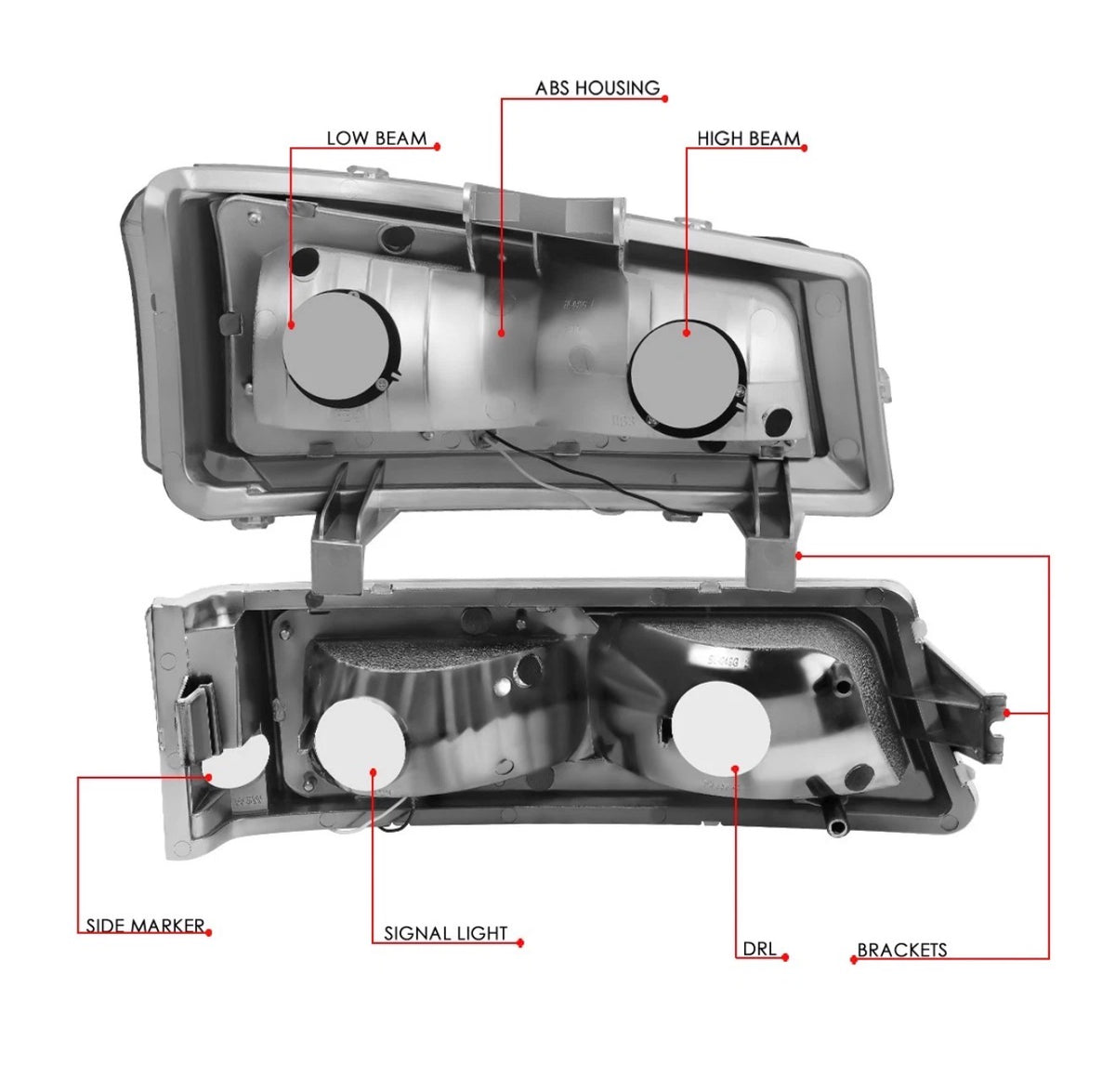 For 2003-2007 Chevy Silverado Avalanche LED DRL Headlight Bumper Signal Lamps