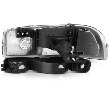 Headlights Assembly+Bumper Light Pair For 2003-2006 GMC Sierra 1500 Clear Lamps