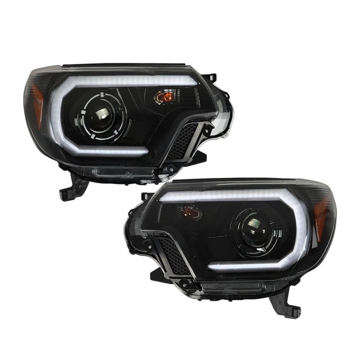 Black LED Headlights Headlamps Fit For Toyota Tacoma 2012-2015 Left+Right Pair
