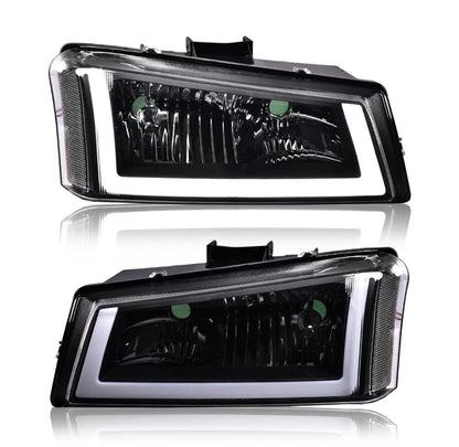 4PCS LED BAR BLACK HEADLIGHTS FIT 03-07 CHEVY SILVERADO 1500 2500 3500 AVALANCHE