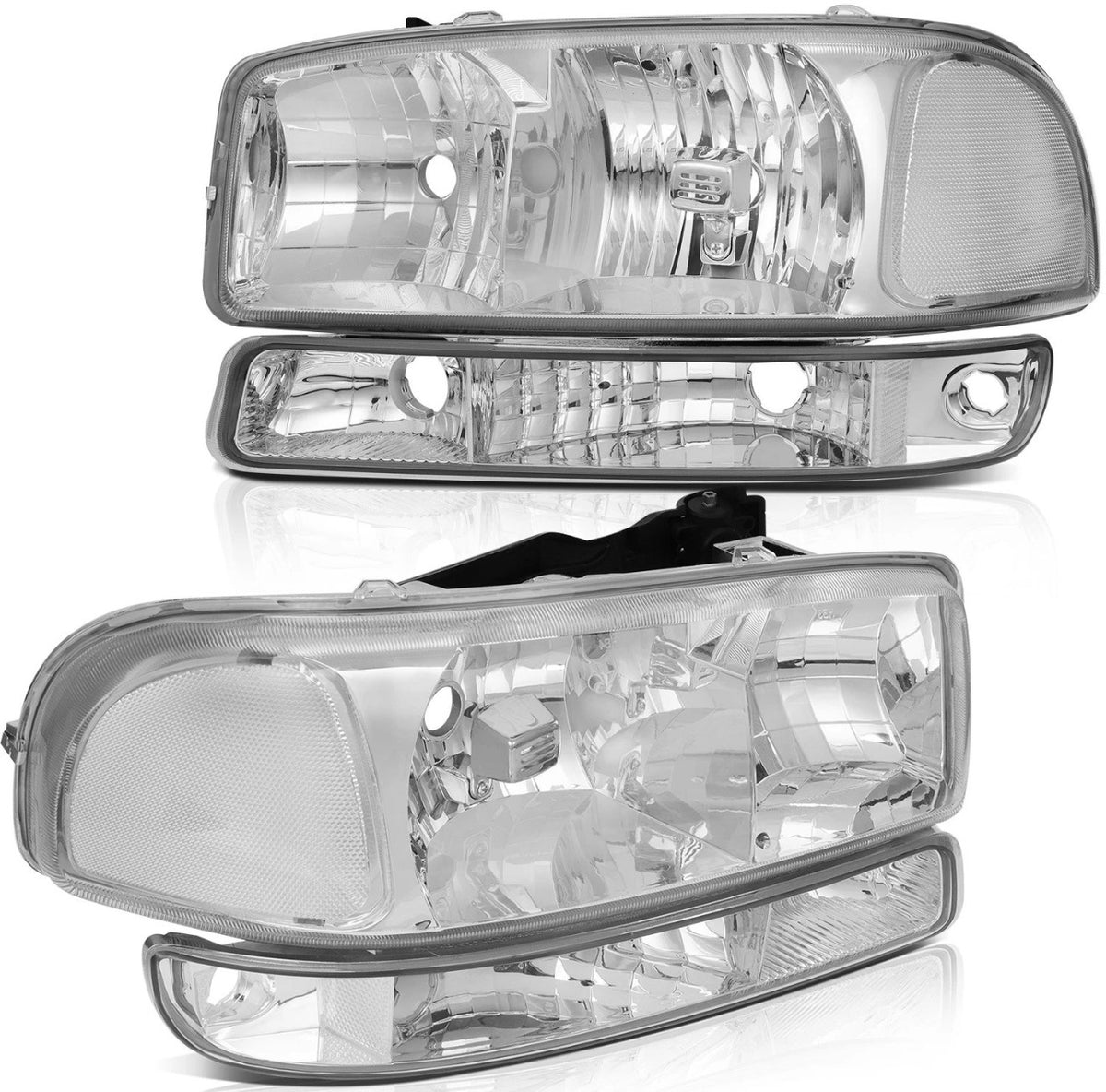 For 2005 2006-2007 GMC Sierra 1500 2500 3500 Yukon Chrome Headlight+Bumper Light