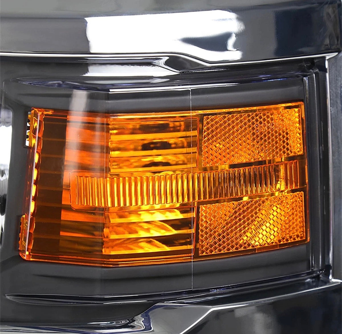 For 2014-2015 Chevy Silverado 1500 Black Headlights Headlamps L+R Pair