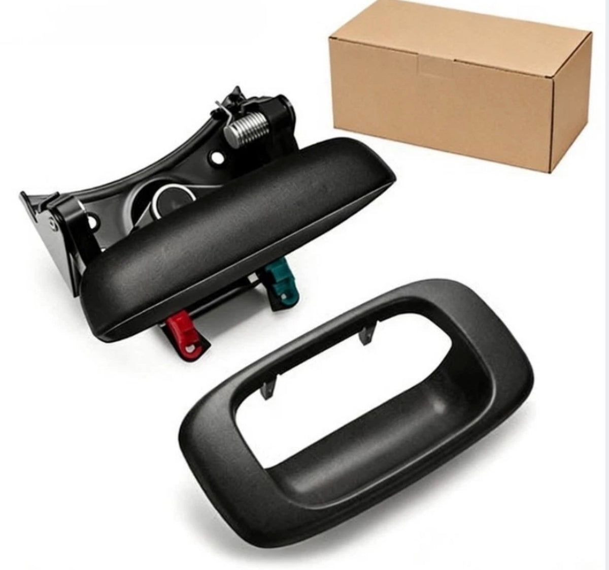 Tailgate Handle & Bezel Set Smooth Black for 99-06 Chevy GMC Silverado Sierra