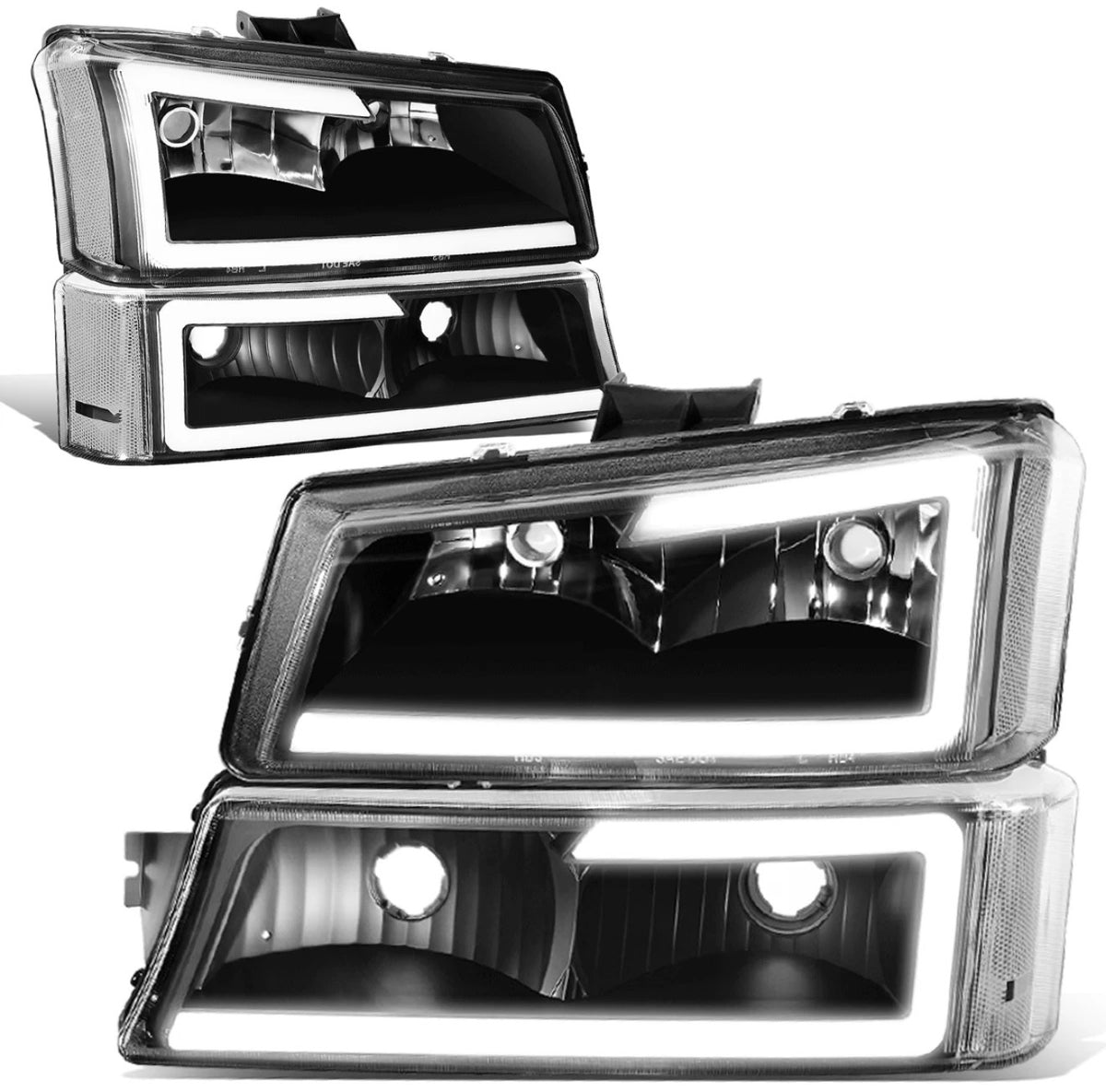 For 2003-2007 Silverado Avalanche LED DRL Headlight Bumper Signal Lamps Black