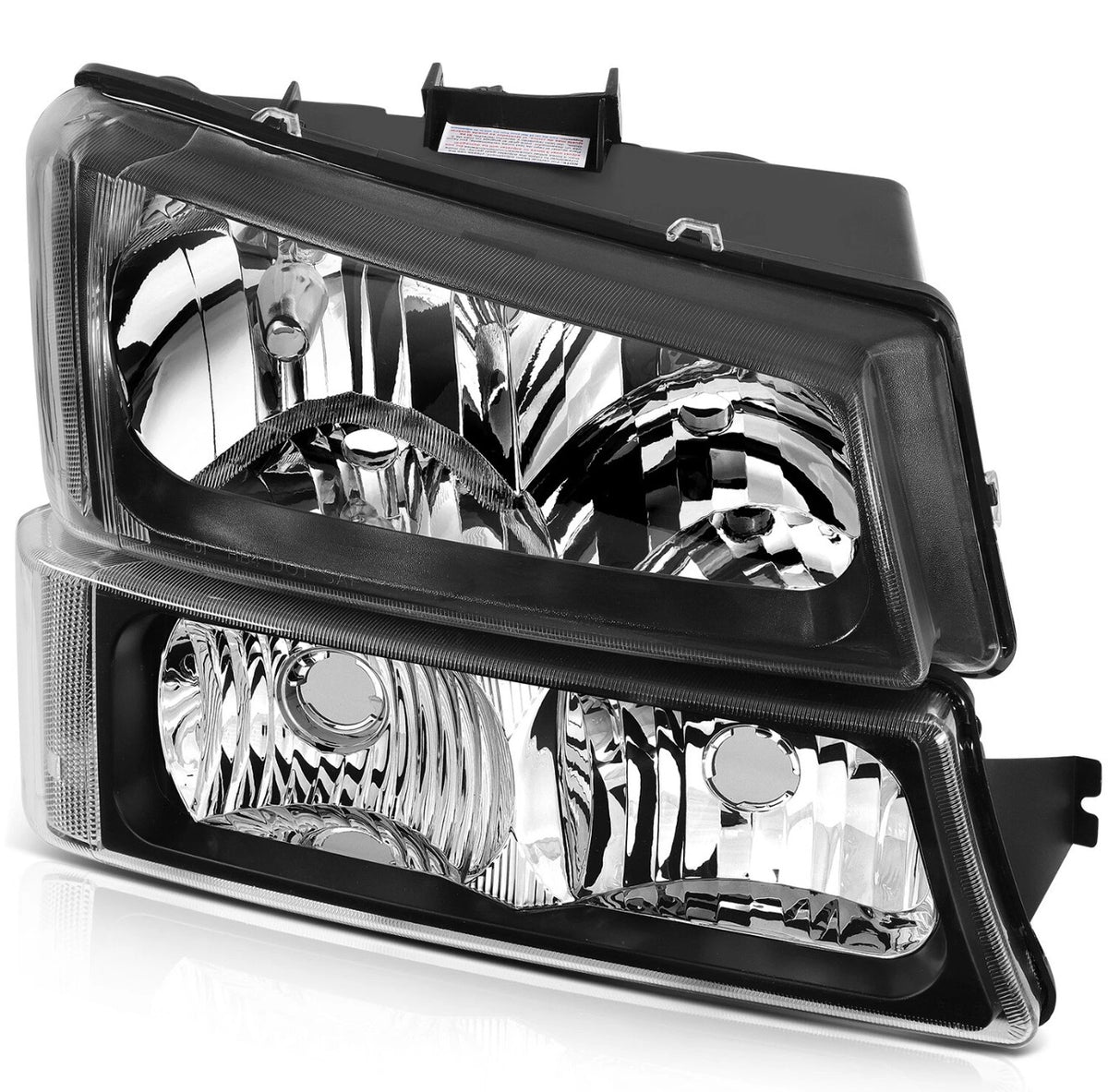 Headlights Assembly+Bumper Lamps Fits 2003-2006 Chevrolet Silverado Black Front