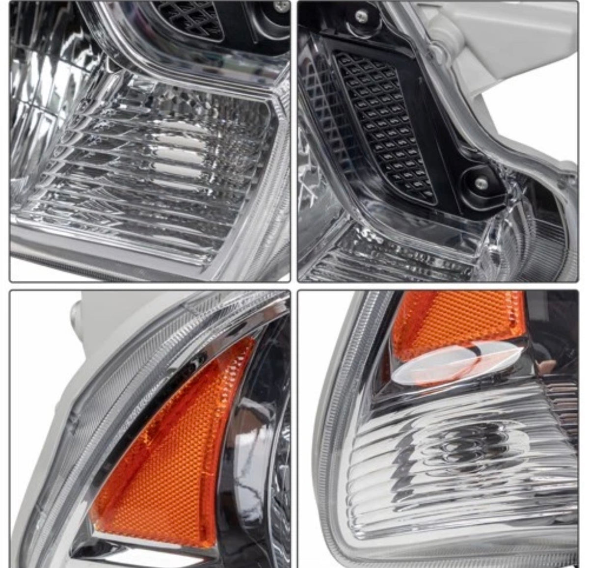 Headlights Headlamps Chrome Housing Left+Right Pair for 2012-2015 Toyota Tacoma