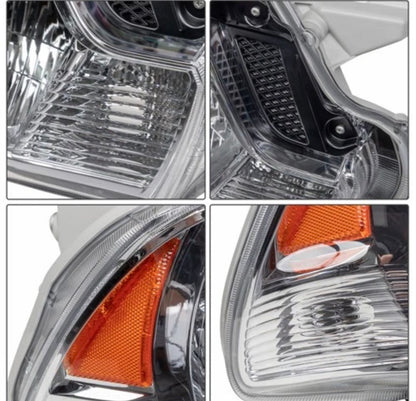Headlights Headlamps Chrome Housing Left+Right Pair for 2012-2015 Toyota Tacoma
