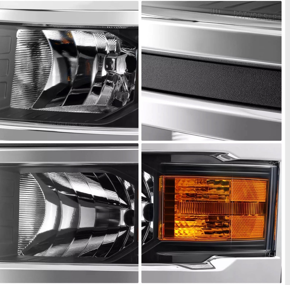 For 2014-2015 Chevy Silverado 1500 Black Headlights Headlamps L+R Pair