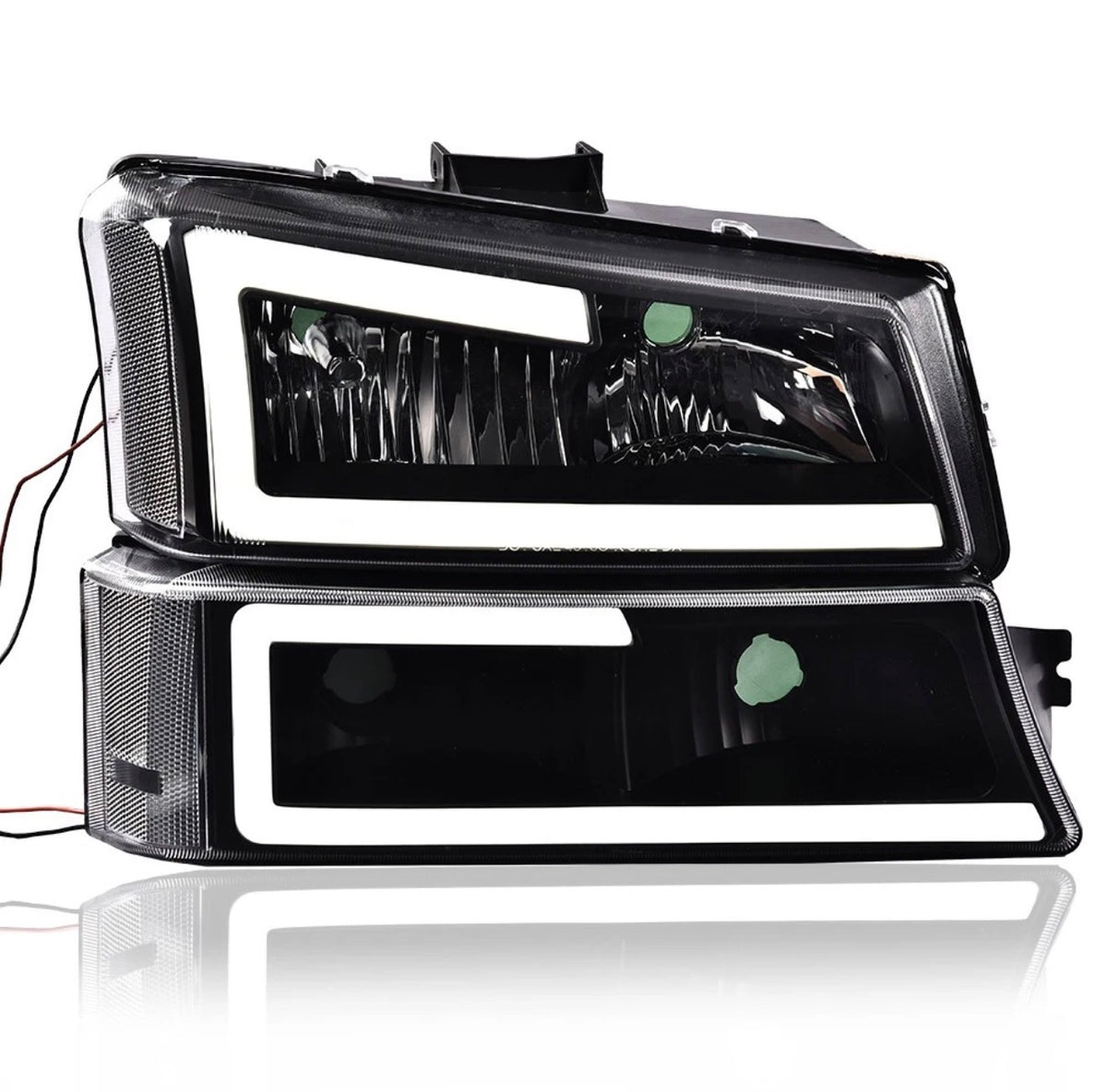 LED DRL Smoke Headlights Bumper Lamps Fit 2003-2007 Chevy Silverado Avalanche