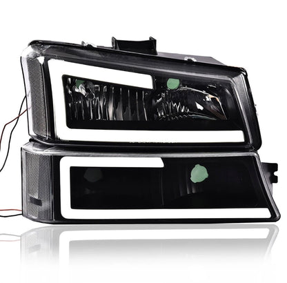 LED DRL Smoke Headlights Bumper Lamps Fit 2003-2007 Chevy Silverado Avalanche
