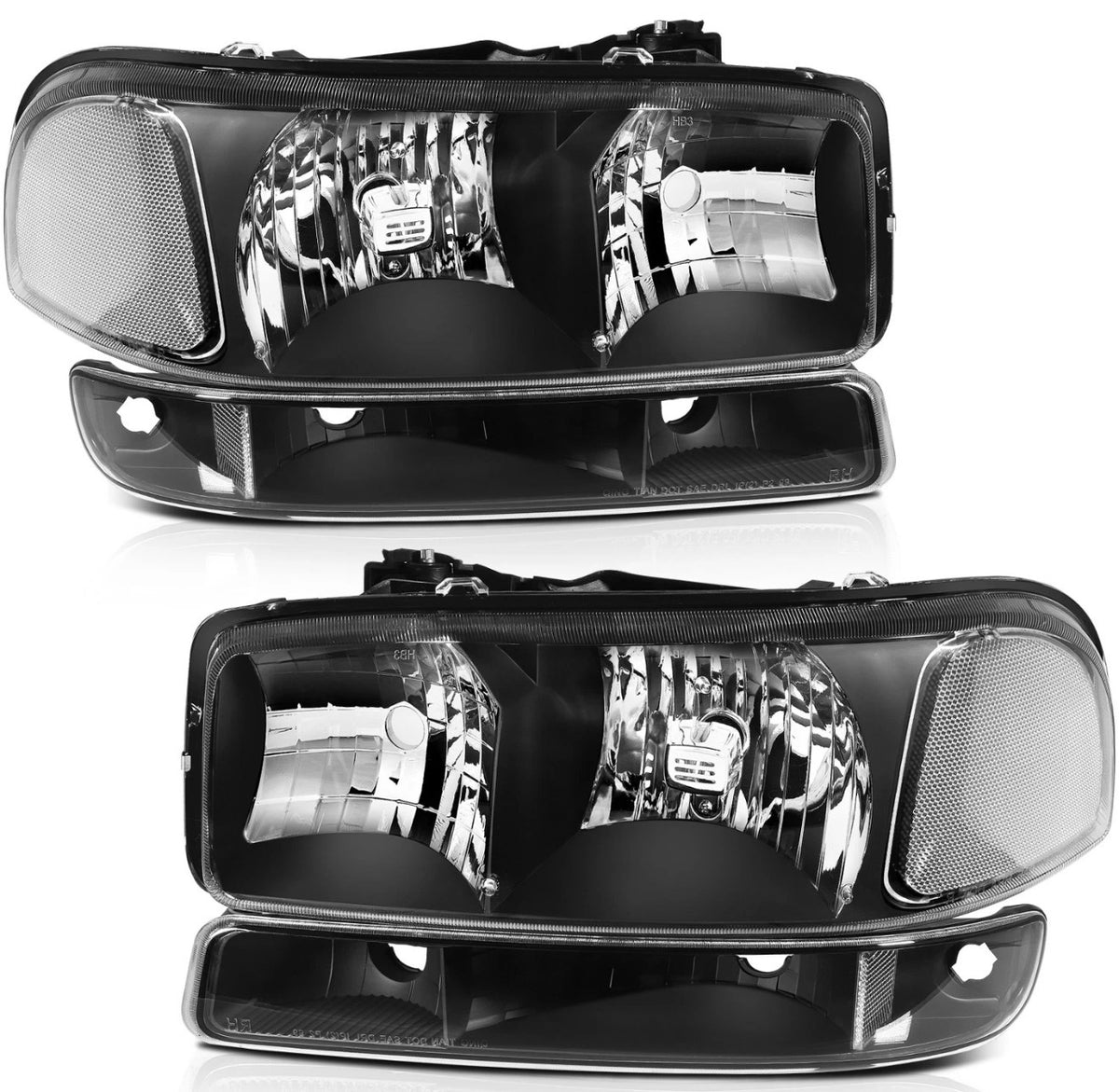 Black Housing Pair Fit For 1999-2007 GMC Sierra Headlights Assembly Bumper light (ADD MORE PICTURES FOR THE BACK)