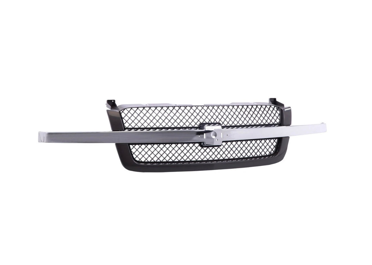 Grille w/Chrome Molding Center Bar For 03-07 Silverado 1500 2500 3500 Avalanche