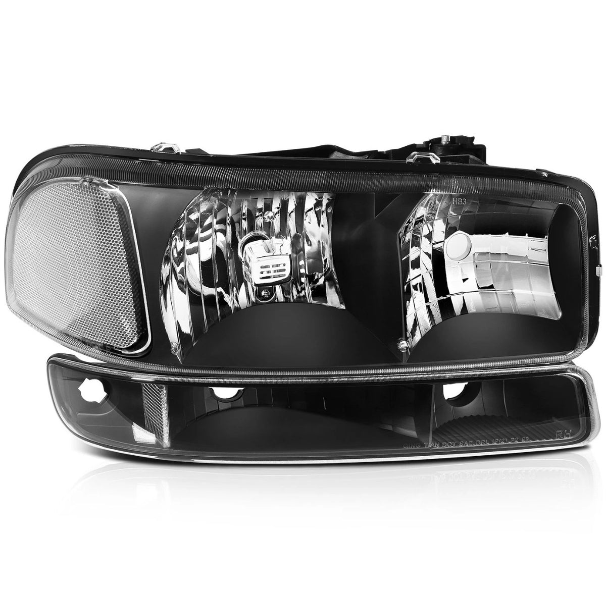 Black Housing Pair Fit For 1999-2007 GMC Sierra Headlights Assembly Bumper light (ADD MORE PICTURES FOR THE BACK)