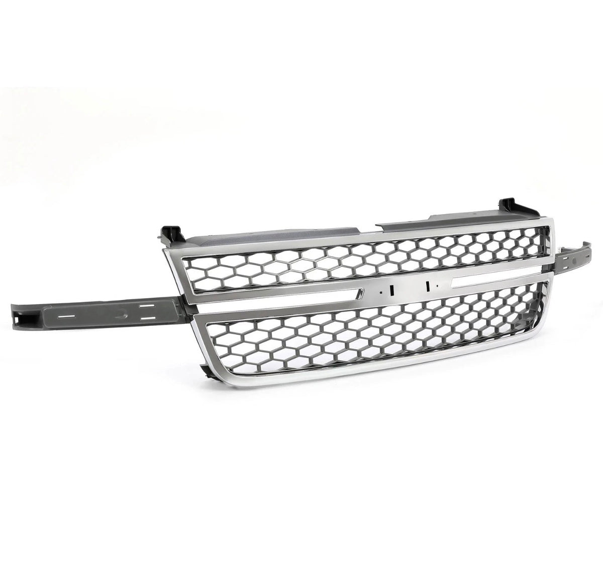 Chrome Gray Grille Honeycomb Style Fit For 2003-2007 Silverado 1500 2500 3500 HD