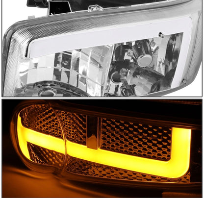 Fit 01-07 Sierra Yukon Denali Switchback LED DRL Bumper Headlights Chrome/Clear