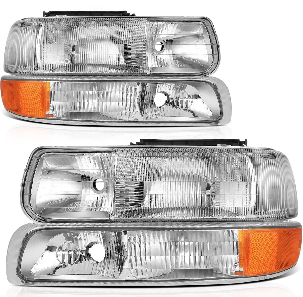 Chrome Headlight Front Lamps For 1999-2002 Chevy Silverado 2000-2006 Suburban