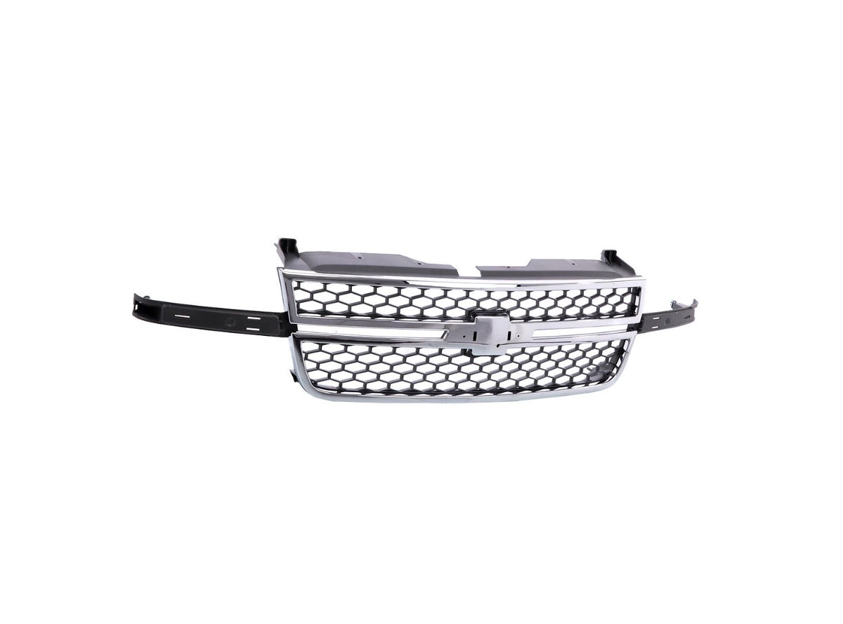 Chrome Gray Grille Honeycomb Style Fit For 2003-2007 Silverado 1500 2500 3500 HD