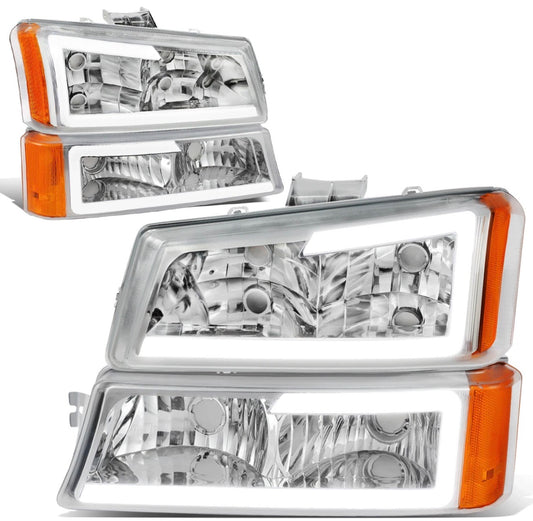 For 2003-2007 Chevy Silverado Avalanche LED DRL Headlight Bumper Signal Lamps