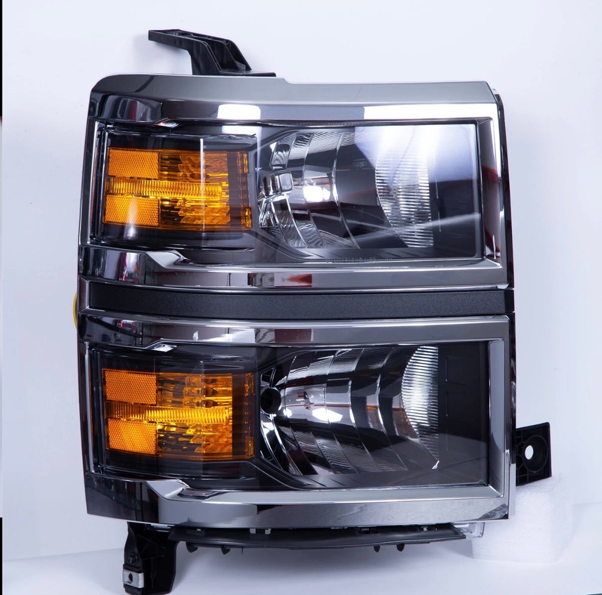 For 2014-2015 Chevy Silverado 1500 Black Headlights Headlamps L+R Pair