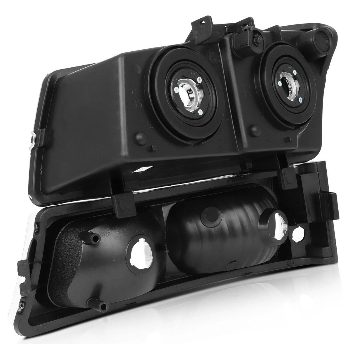 Headlights Assembly+Bumper Lamps Fits 2003-2006 Chevrolet Silverado Black Front