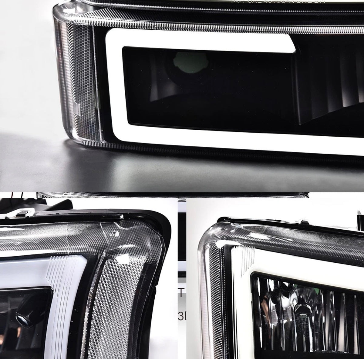 LED DRL Smoke Headlights Bumper Lamps Fit 2003-2007 Chevy Silverado Avalanche