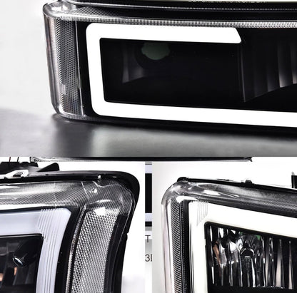 LED DRL Smoke Headlights Bumper Lamps Fit 2003-2007 Chevy Silverado Avalanche