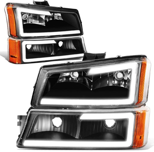 For 2003-2007 Chevy Silverado Avalanche LED DRL Headlight Bumper Signal Lamp