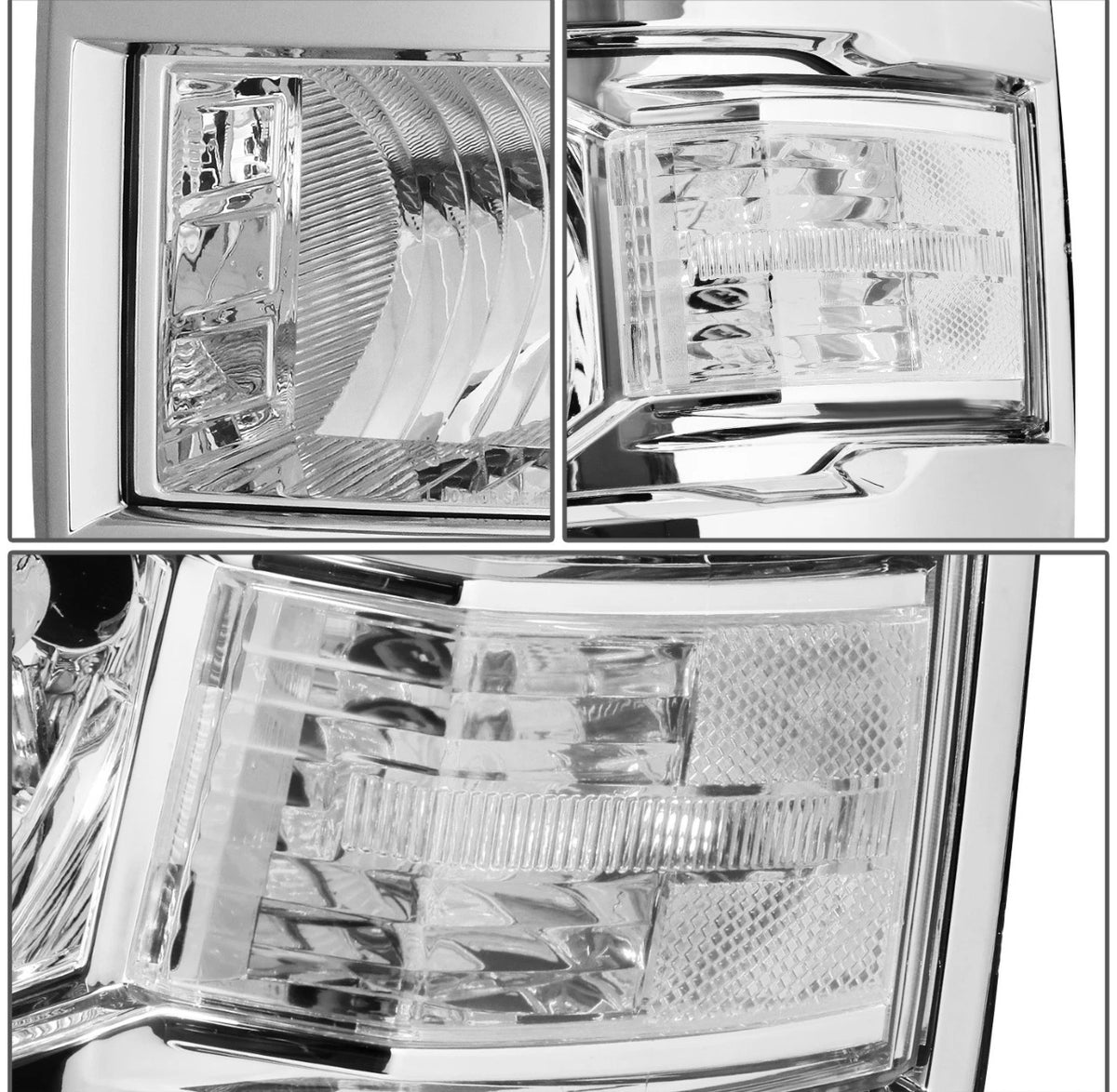 Fit 2014-2015 Chevy Silverado Pair Chrome Housing Clear Side Headlight/Lamp Set