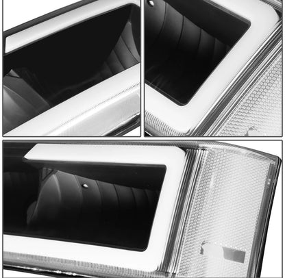 For 2003-2007 Silverado Avalanche LED DRL Headlight Bumper Signal Lamps Black