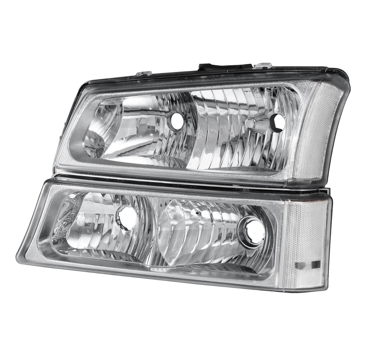 For 2003-2006 Chevrolet Silverado 1500 2500HD Chrome Headlights +Bumper Light
