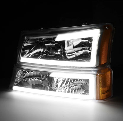 For 2003-2007 Chevy Silverado Avalanche LED DRL Headlight Bumper Signal Lamps