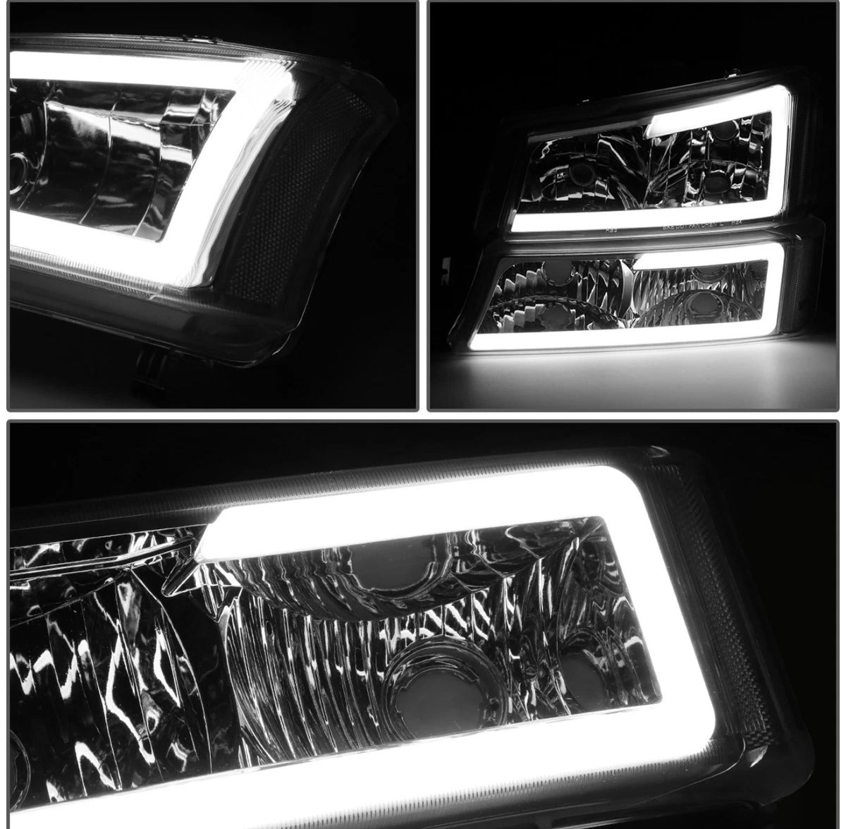 For 2003-2007 Silverado Avalanche LED DRL Headlight Bumper Signal Lamps Chrome