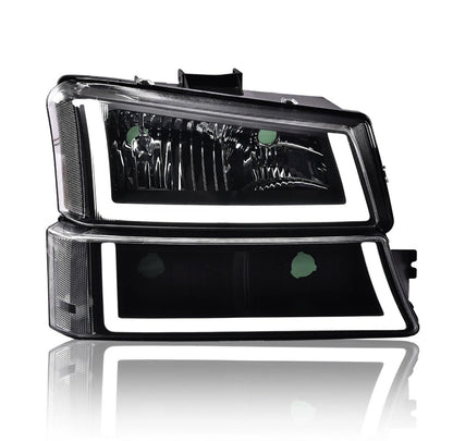 4PCS LED BAR BLACK HEADLIGHTS FIT 03-07 CHEVY SILVERADO 1500 2500 3500 AVALANCHE