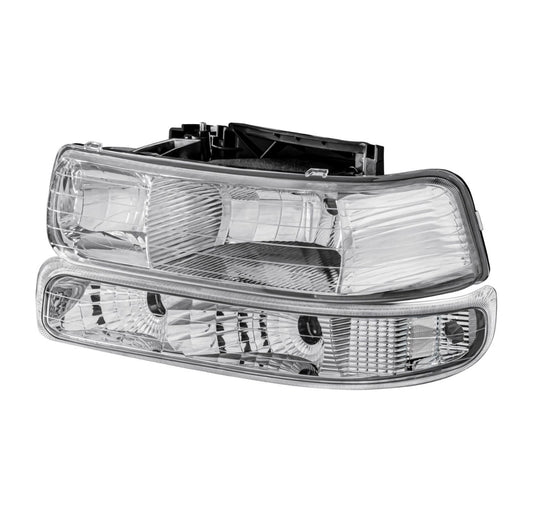 Clear lens+Chrome housing+Clear corner Fit For 1999-2002 Chevy Silverado 2000-2006 Tahoe Suburban 1500
