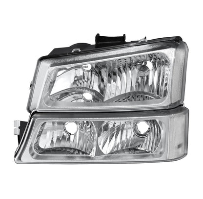 For 2003-2006 Chevrolet Silverado 1500 2500HD Chrome Headlights +Bumper Light