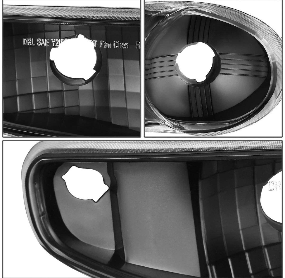 Fit 00-06 GMC Yukon XL Sierra Denali LED DRL Headlight+Bumper Lamps Black/Clear