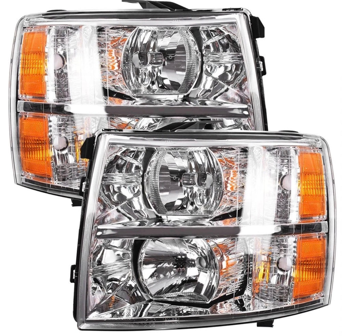 For 2007-2014 Chevy Silverado1500 2500HD 3500HD Left+Right Headlights Headlamps