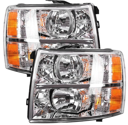 For 2007-2014 Chevy Silverado1500 2500HD 3500HD Left+Right Headlights Headlamps