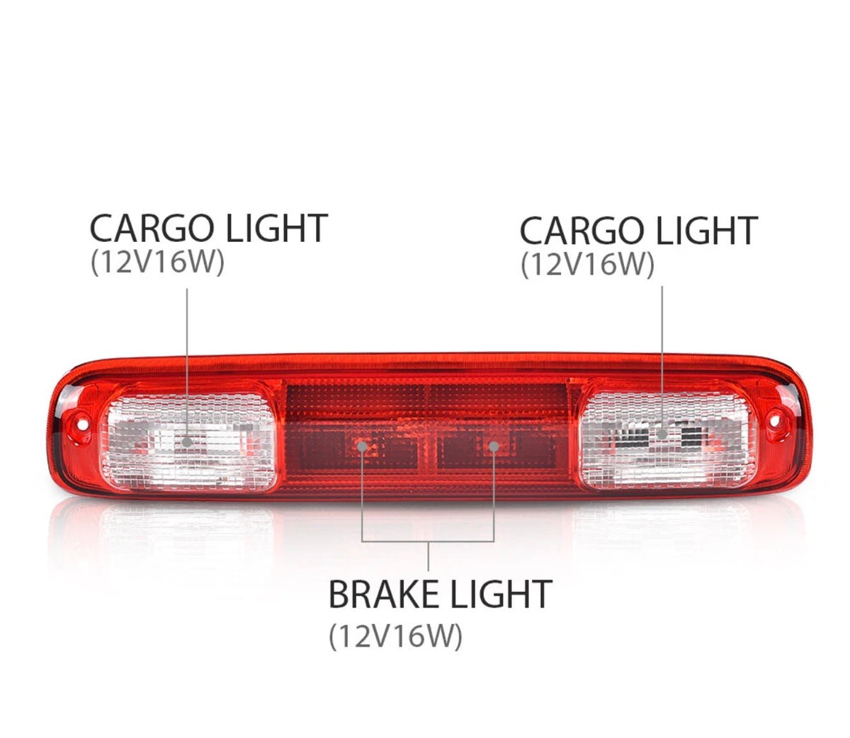 Fit For 99-07 Chevy Silverado GMC Sierra 3rd Brake Tail Light Stop Lamp w/ Bulbs
