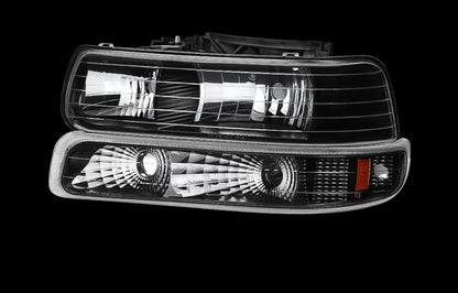 Fit For 1999-2002 Chevy Silverado 2000-2006 Tahoe Suburban 1500 Clear lens+Black housing+Amber corner