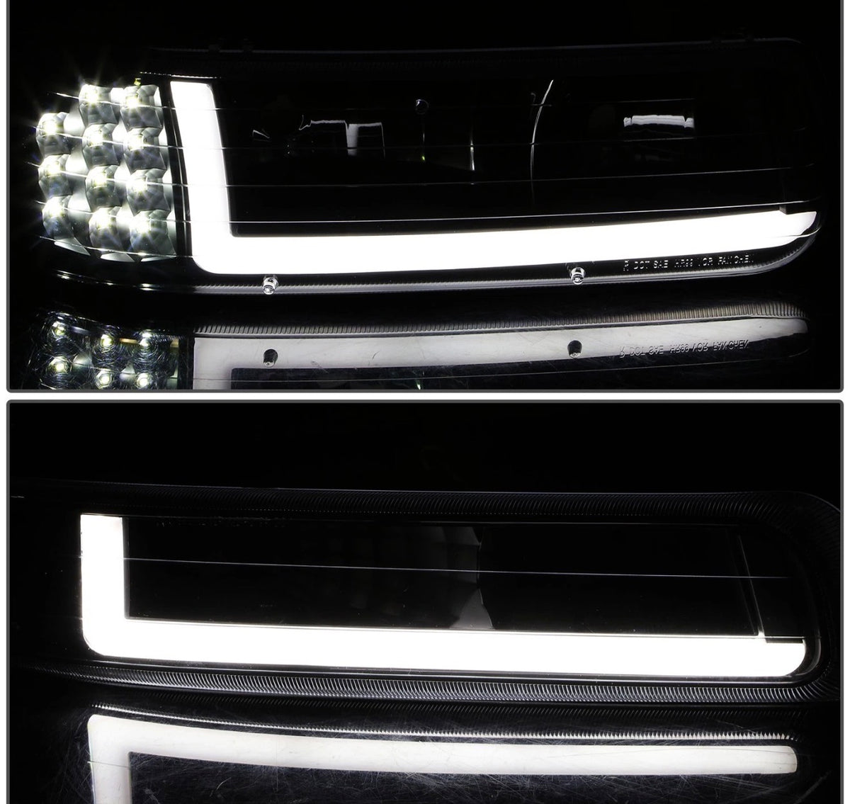 Fit 1999-2002 Chevy Silverado LED DRL Headlight Corner Bumper Signal Lamp Tinted