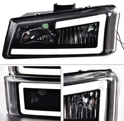 LED DRL Smoke Headlights Bumper Lamps Fit 2003-2007 Chevy Silverado Avalanche