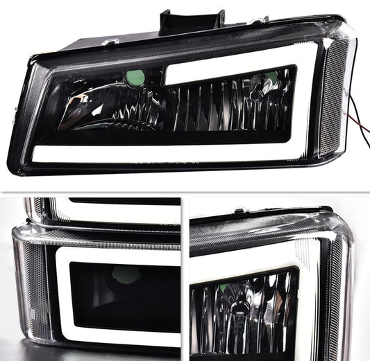 LED DRL Smoke Headlights Bumper Lamps Fit 2003-2007 Chevy Silverado Avalanche